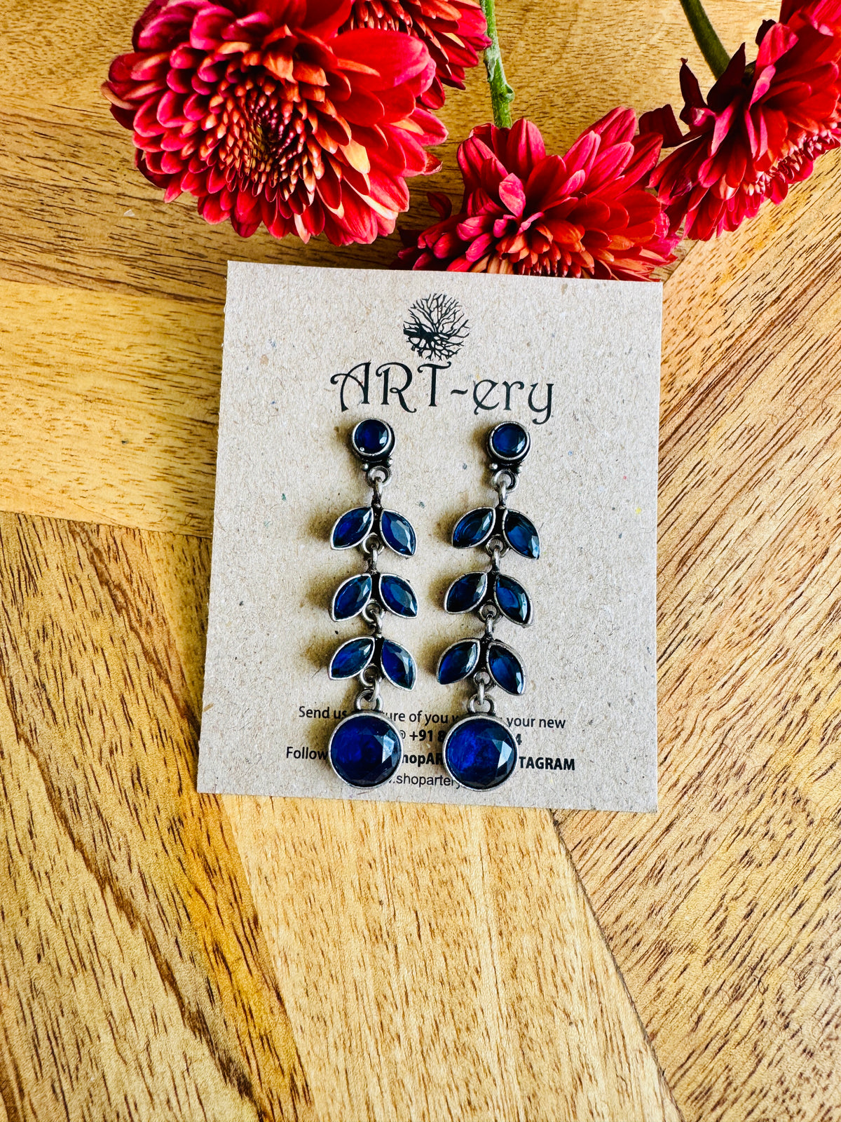 Multi tier soft petal dangler  - Dark blue