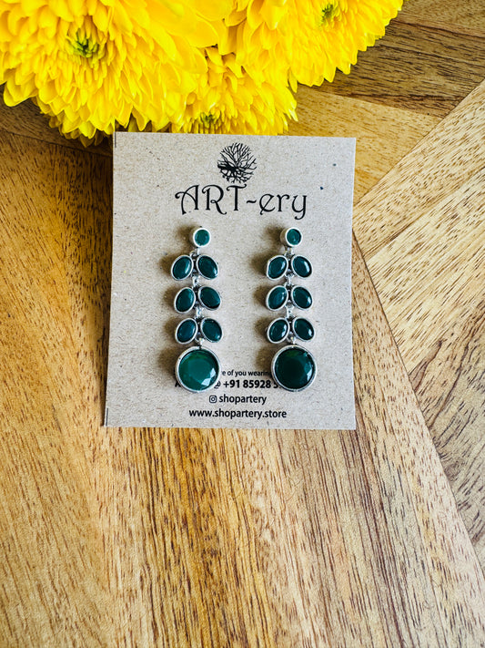 Statement drop earrings - Dark green