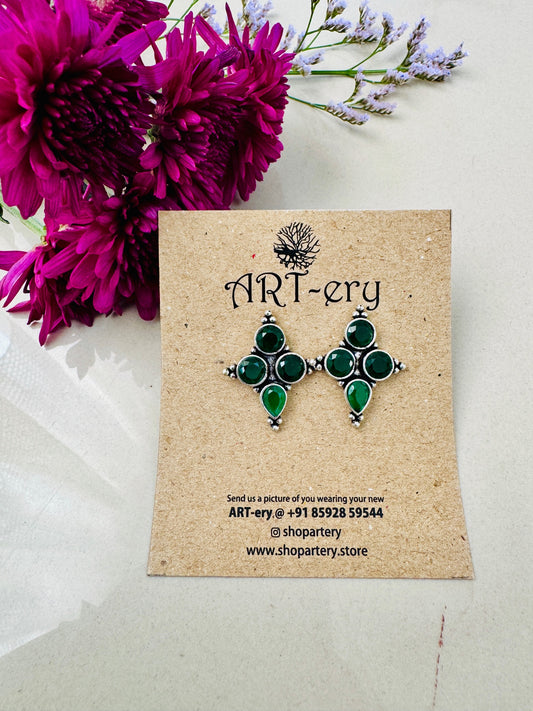 Four stone earring  - Green