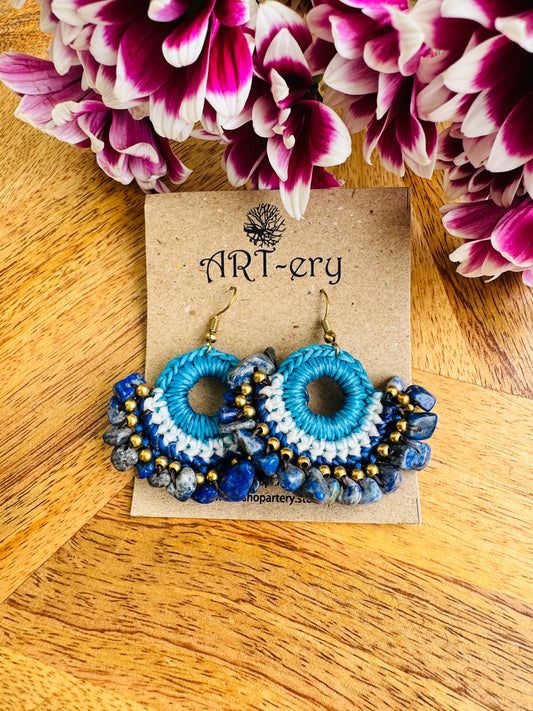 Far east Earrings -  Blue crystal cord crystal earring