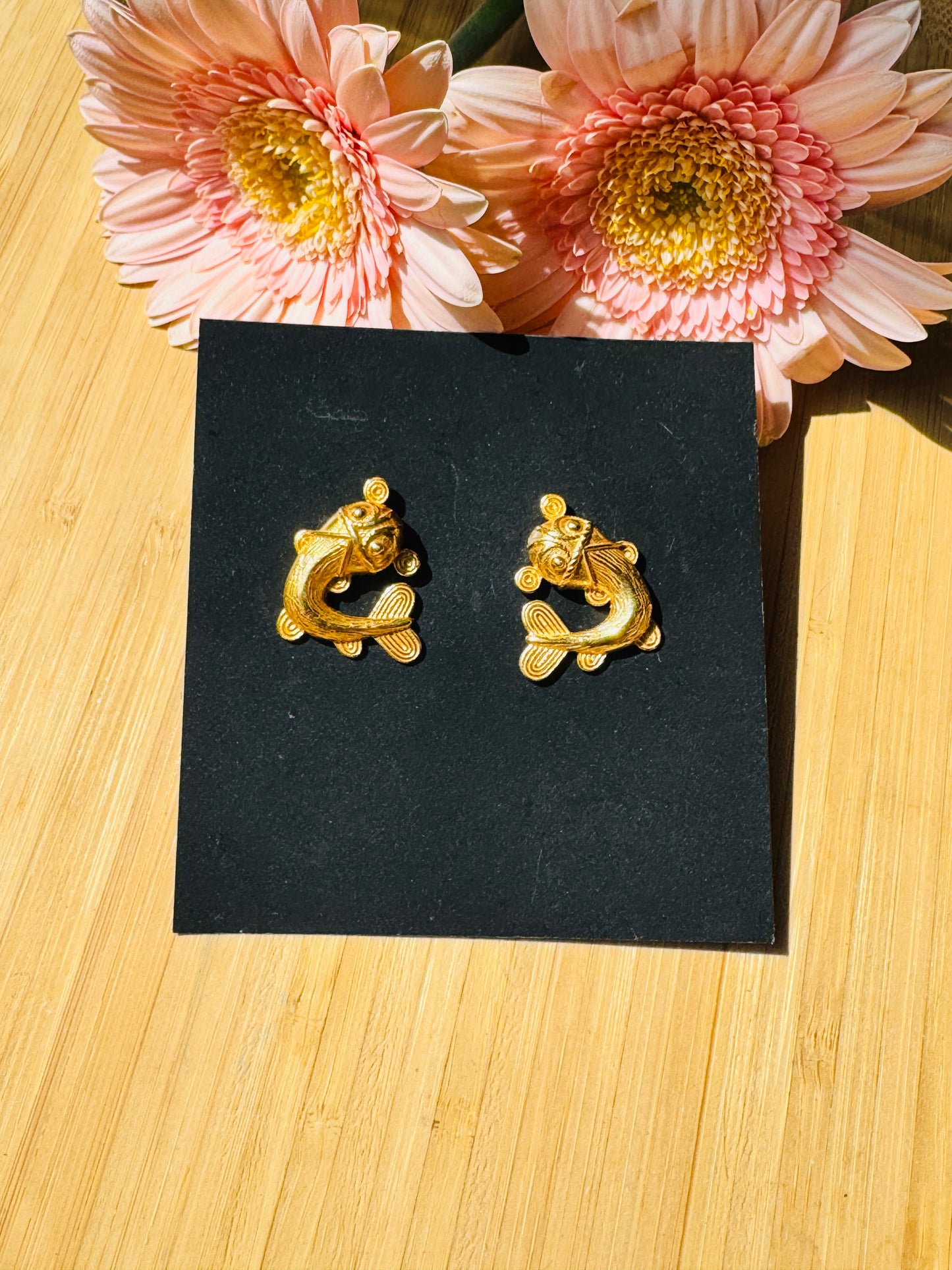 Handcrafted Bold Brass Earrings | Premium Indian Jewellery - Koi fish
