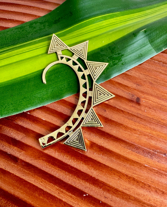 Lotus Ear cuff Gold tone Aztec