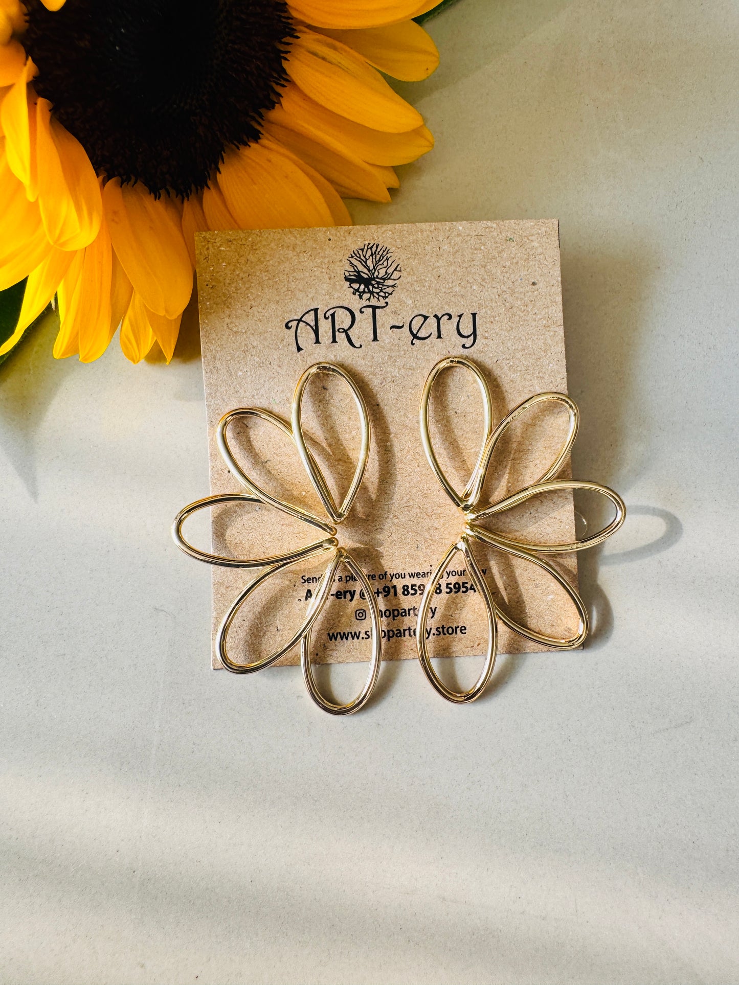Anti tarnish statement gold earrings