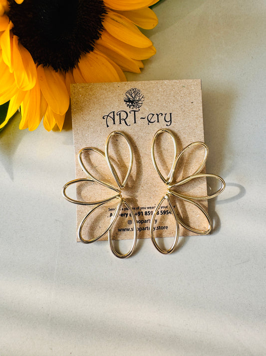 Anti tarnish statement gold earrings