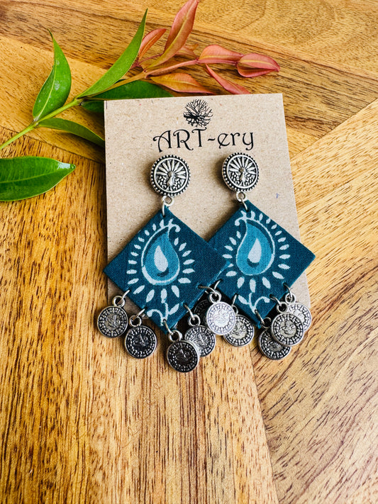 Lightweight Handmade Statement Jewellery - green printed