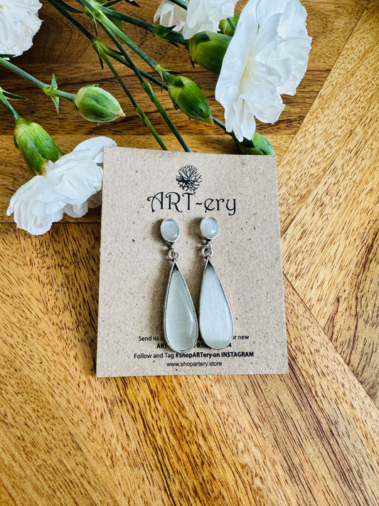 Grey tear drop earrings