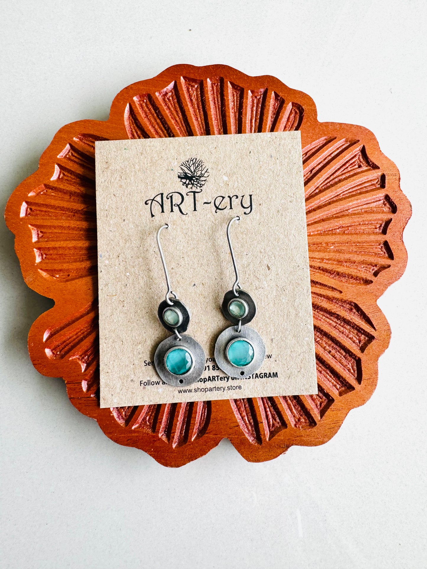 Look alike silver earring - sea green