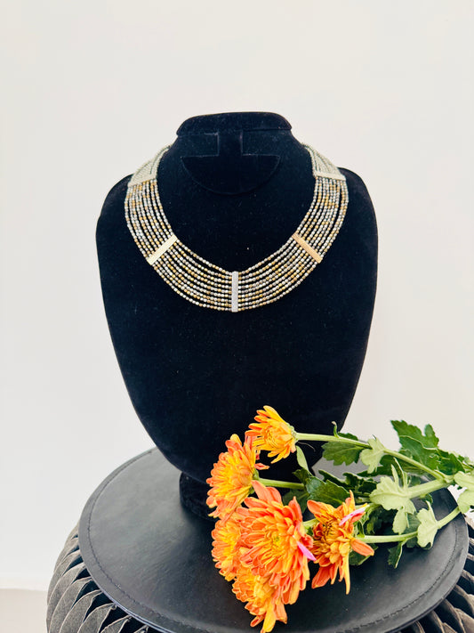 Silver and gold collar necklace