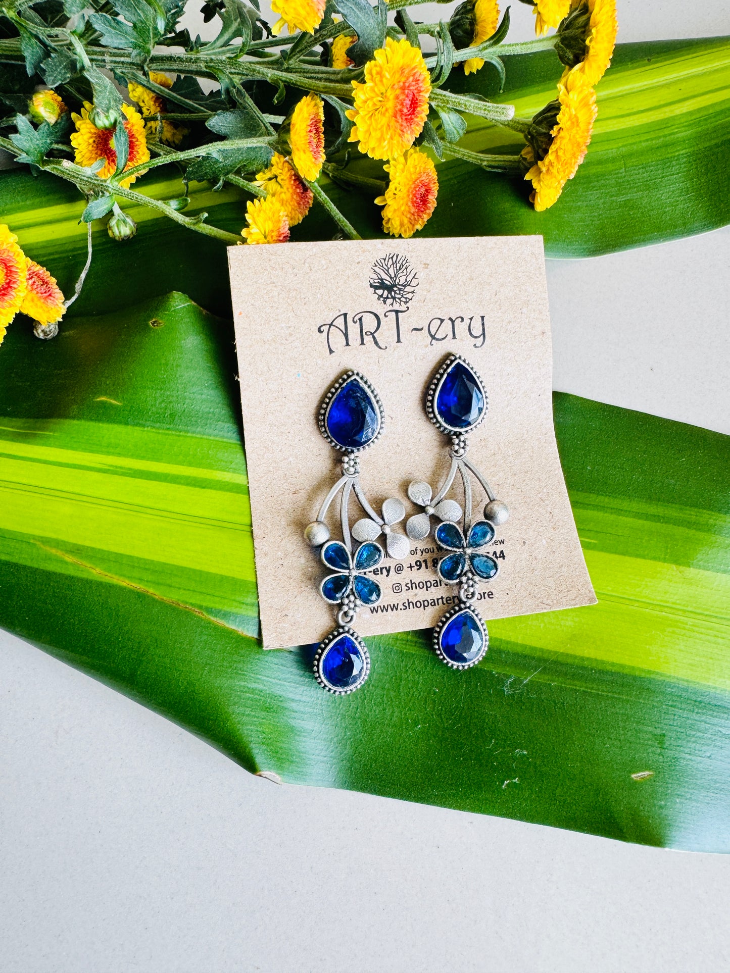 Dangler earring with stone - Blue