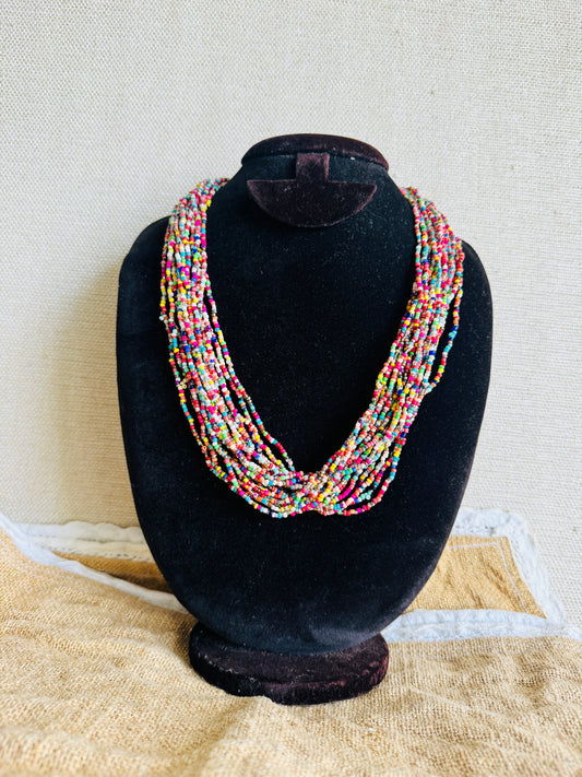 Sugar bead cluster multi layer necklace -