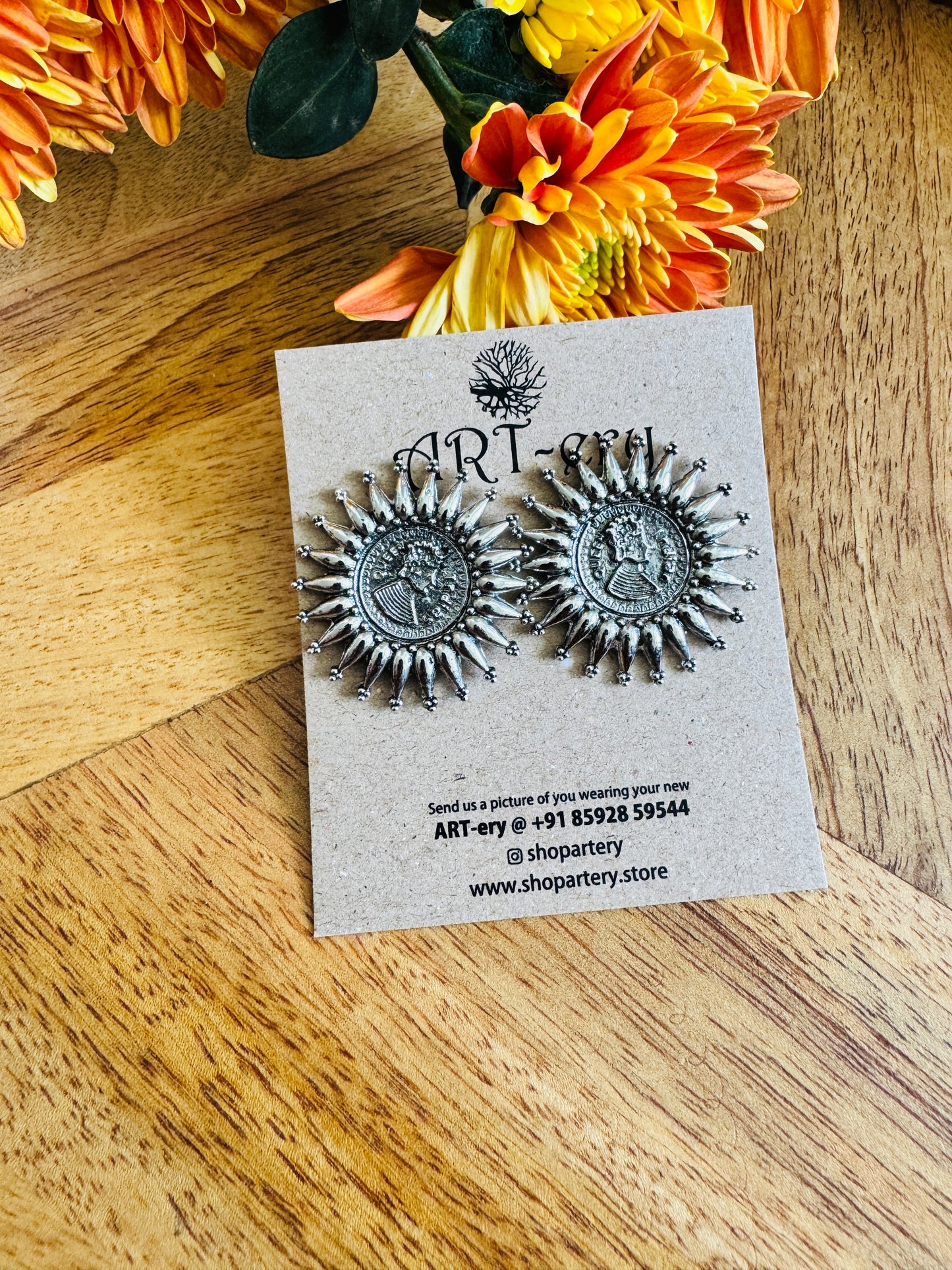 Large oxidised silver stud