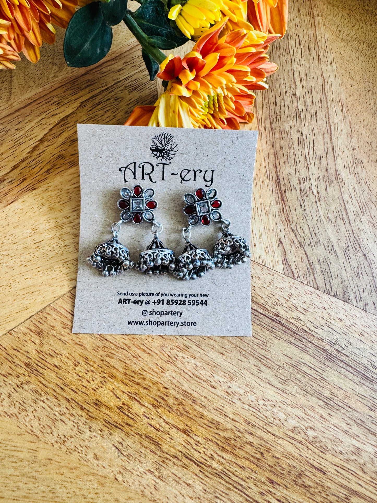 Dual mini Jhumka Red