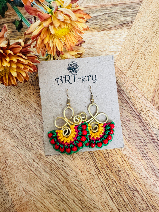 Small beaded crochet earrings
