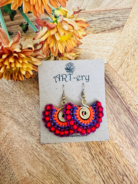 Small beaded crochet earrings