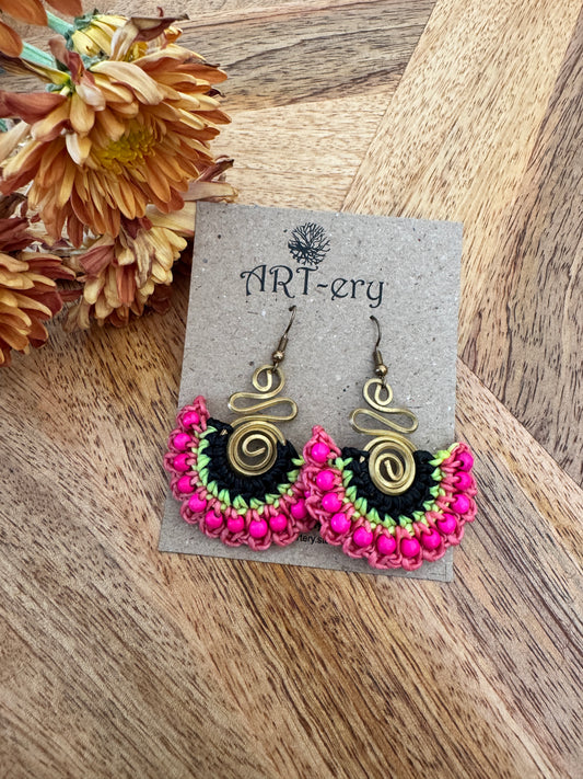 Small beaded crochet earrings