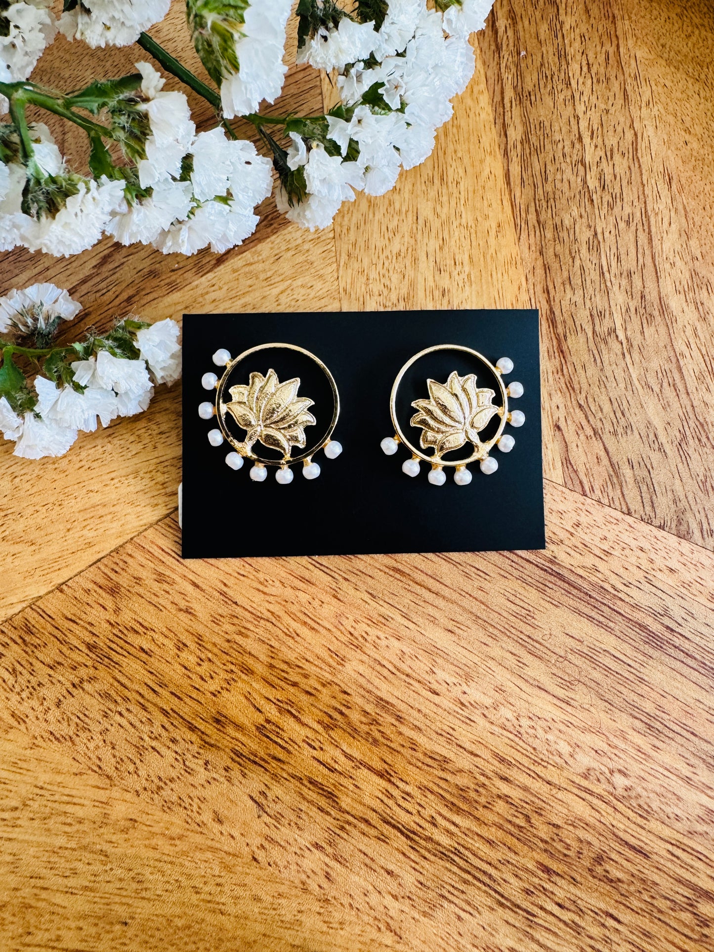 Brass lotus with pearls
