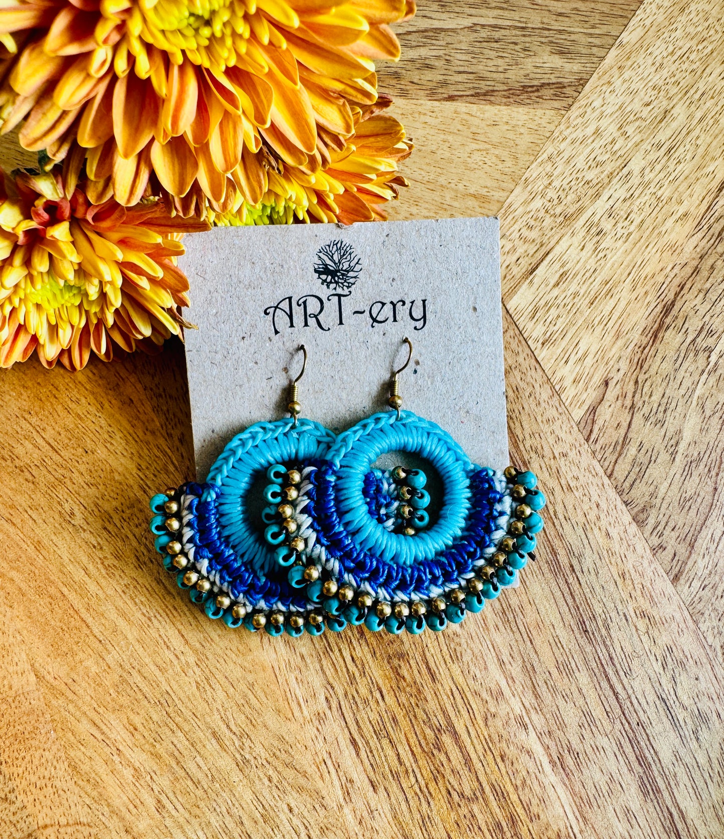 Far East collection  - blue thick thread and bead