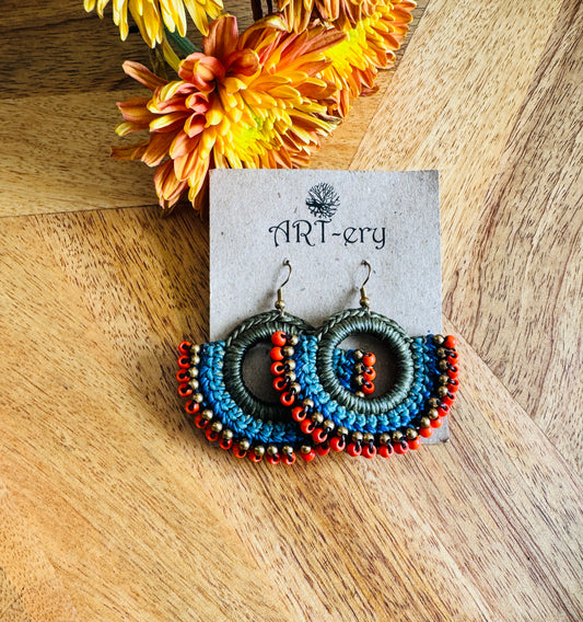 Far East collection - dark green and orange