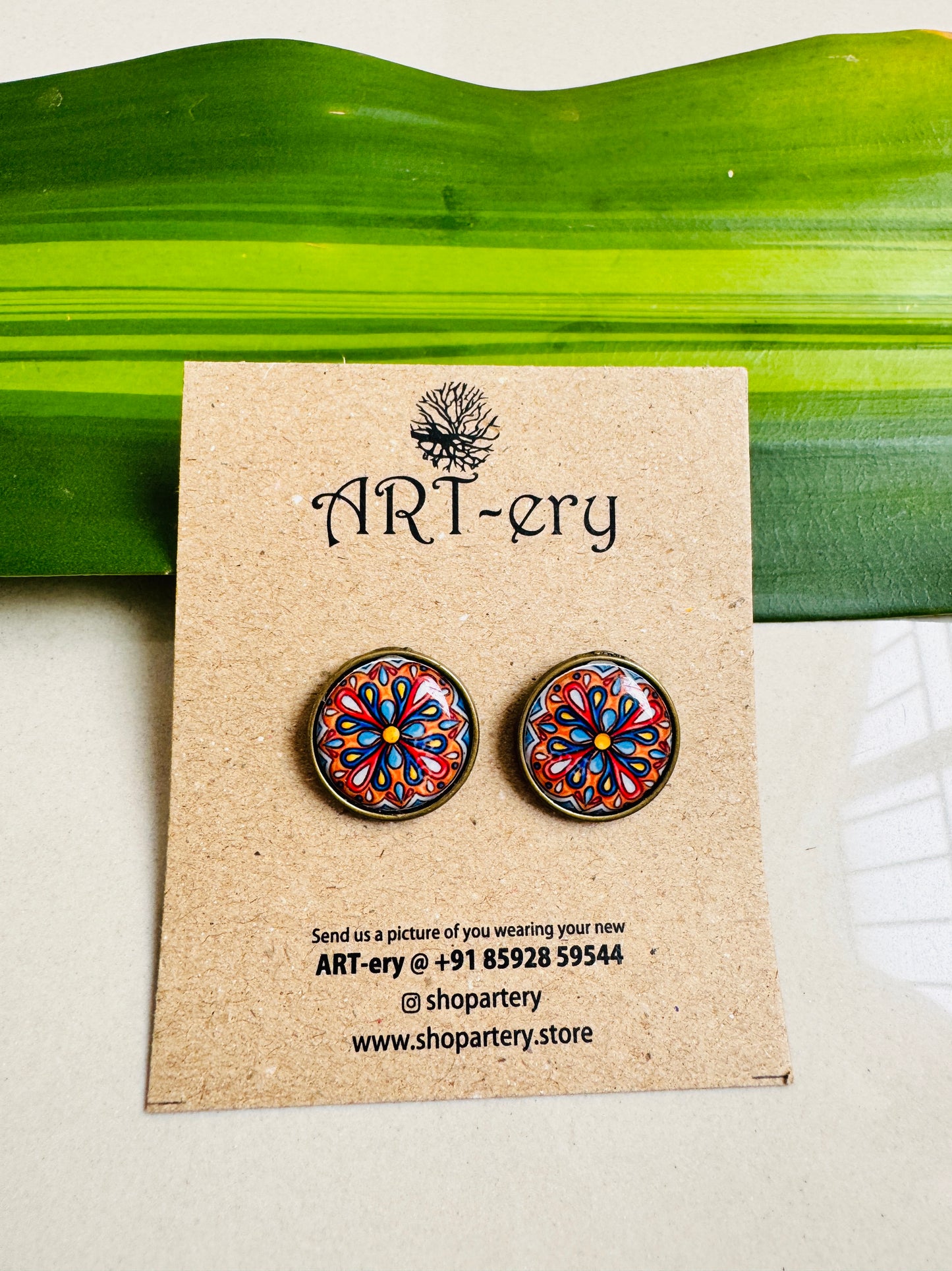 Resin ear stud - Mandala earrings