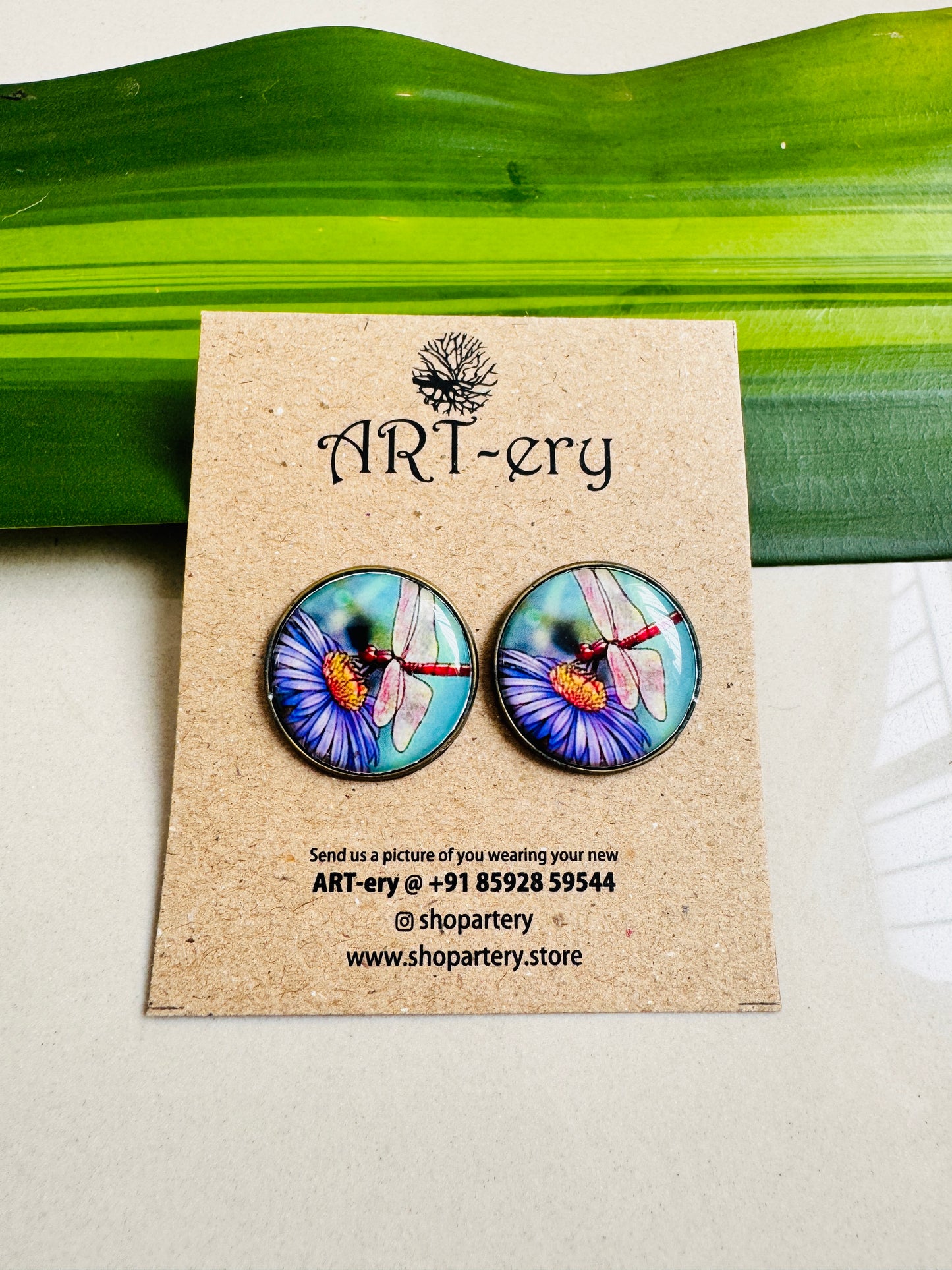 Resin ear stud - Dragonfly colorful earrings