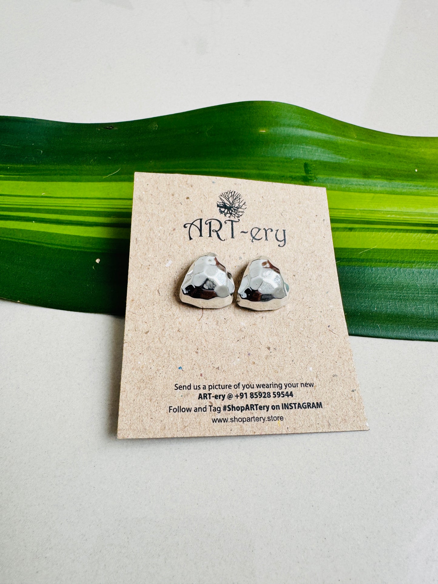 Hammered silver earrings