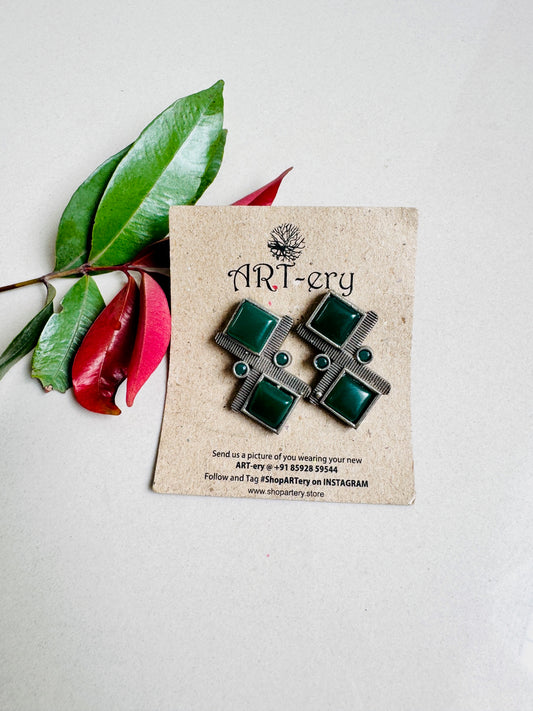 Triangle green earrings