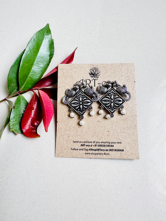 Oxidised silver earrings