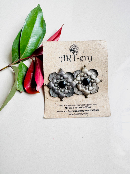 Oxidised silver earrings