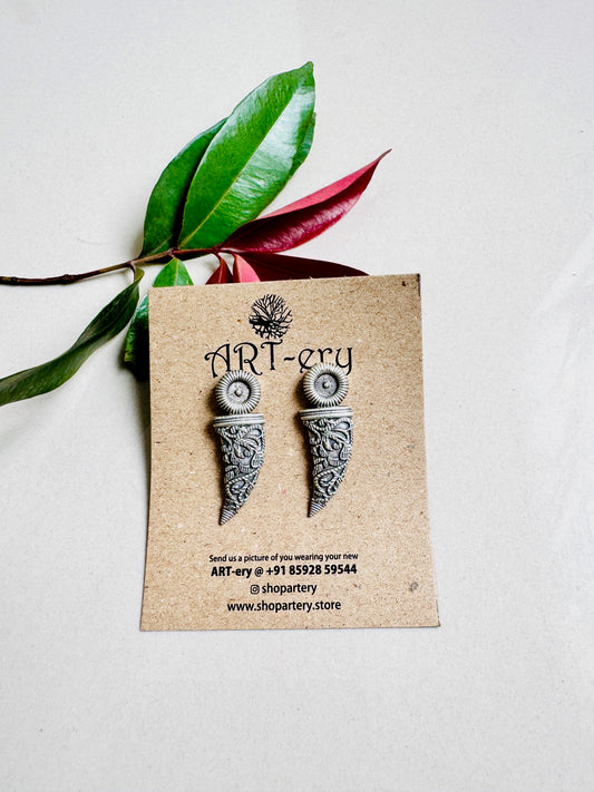 Oxidised silver dagger earrings