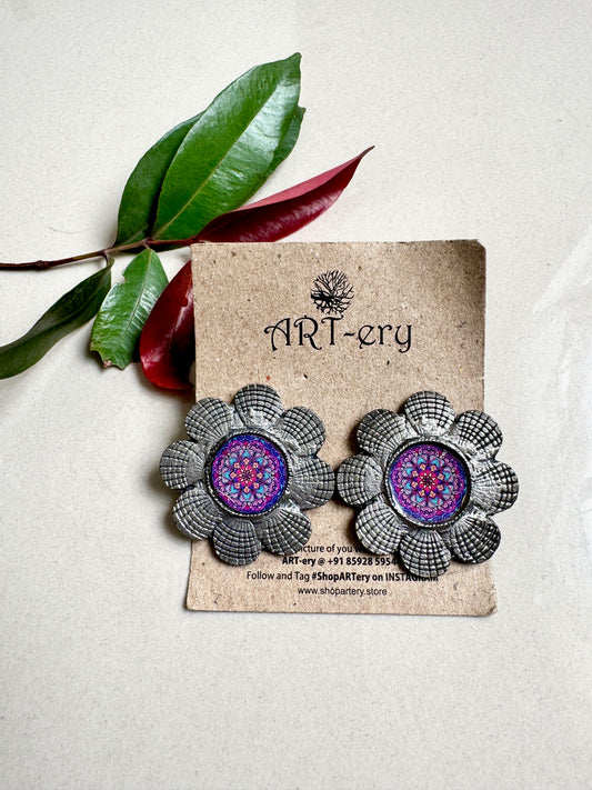 Oxidised silver earrings - Small jhumkas