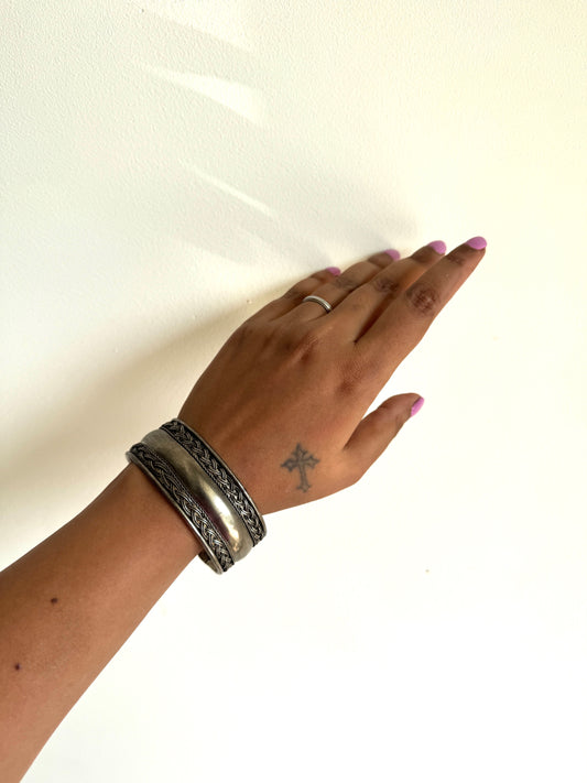 Silver tone arm cuff
