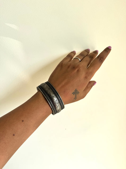 Silver tone arm cuff