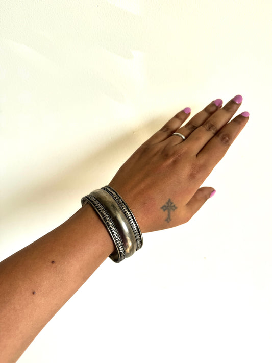 Silver tone arm cuff