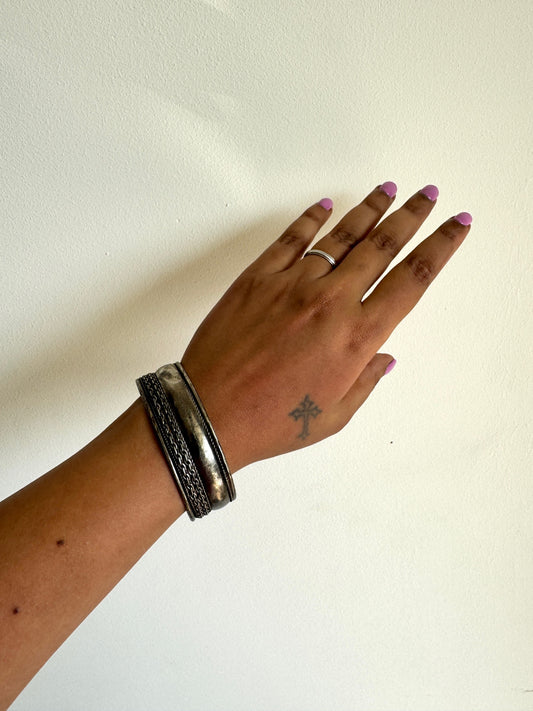 Silver tone arm cuff