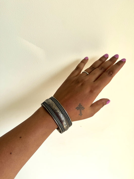 Silver tone arm cuff