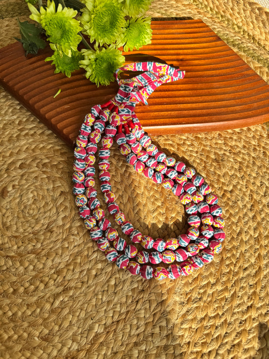 Multi layer kalamkari fabric statement necklace - Pastel necklace