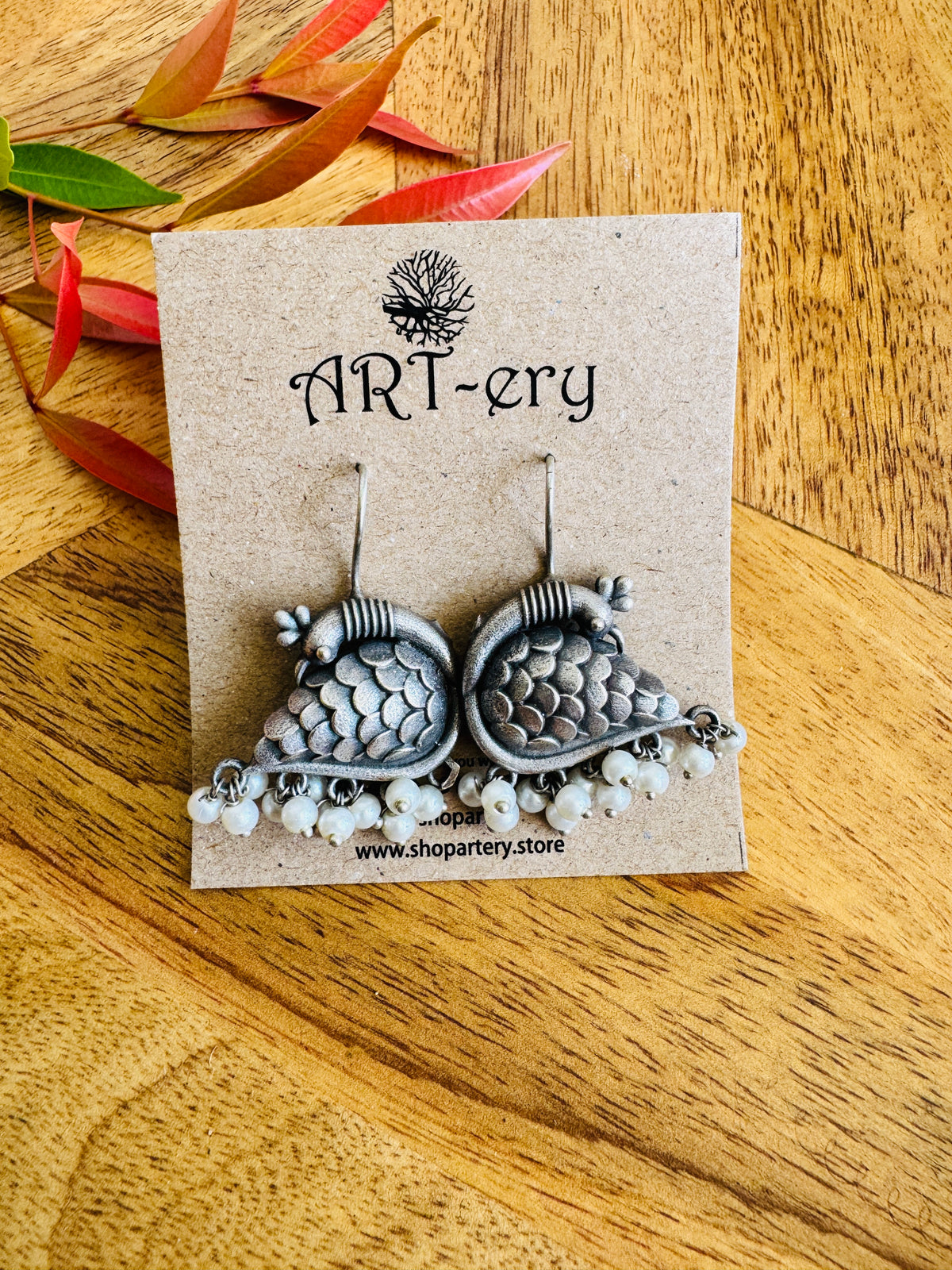 Large Peacock drop earrings