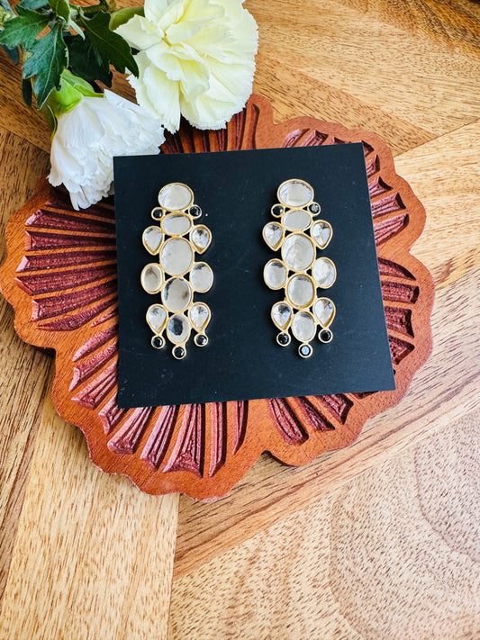 Handcrafted brass earring - Brass kundan earring