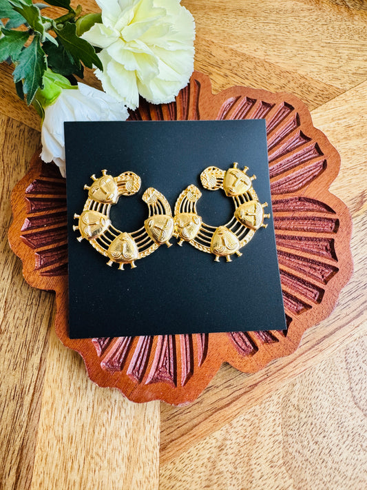 Handcrafted brass earring - Coin stud