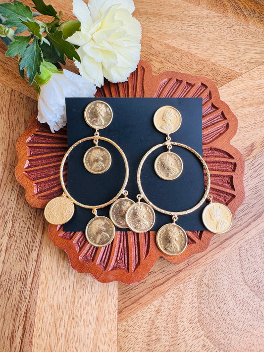 Handcrafted brass earring - coin danglers