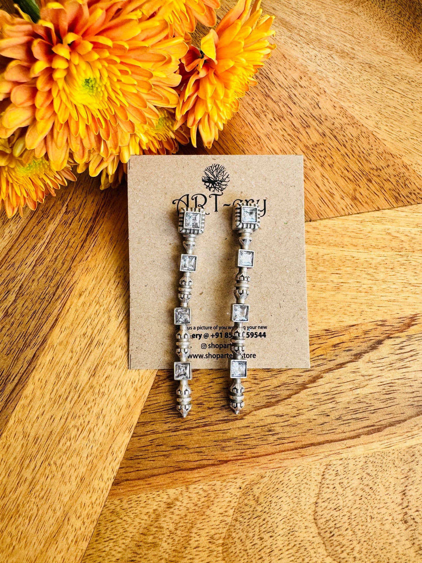 Ethnic Boho Statement Danglers - White