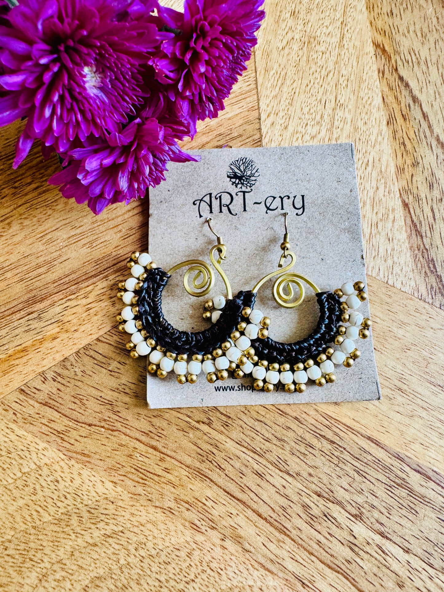 Beaded Statement Earrings - White