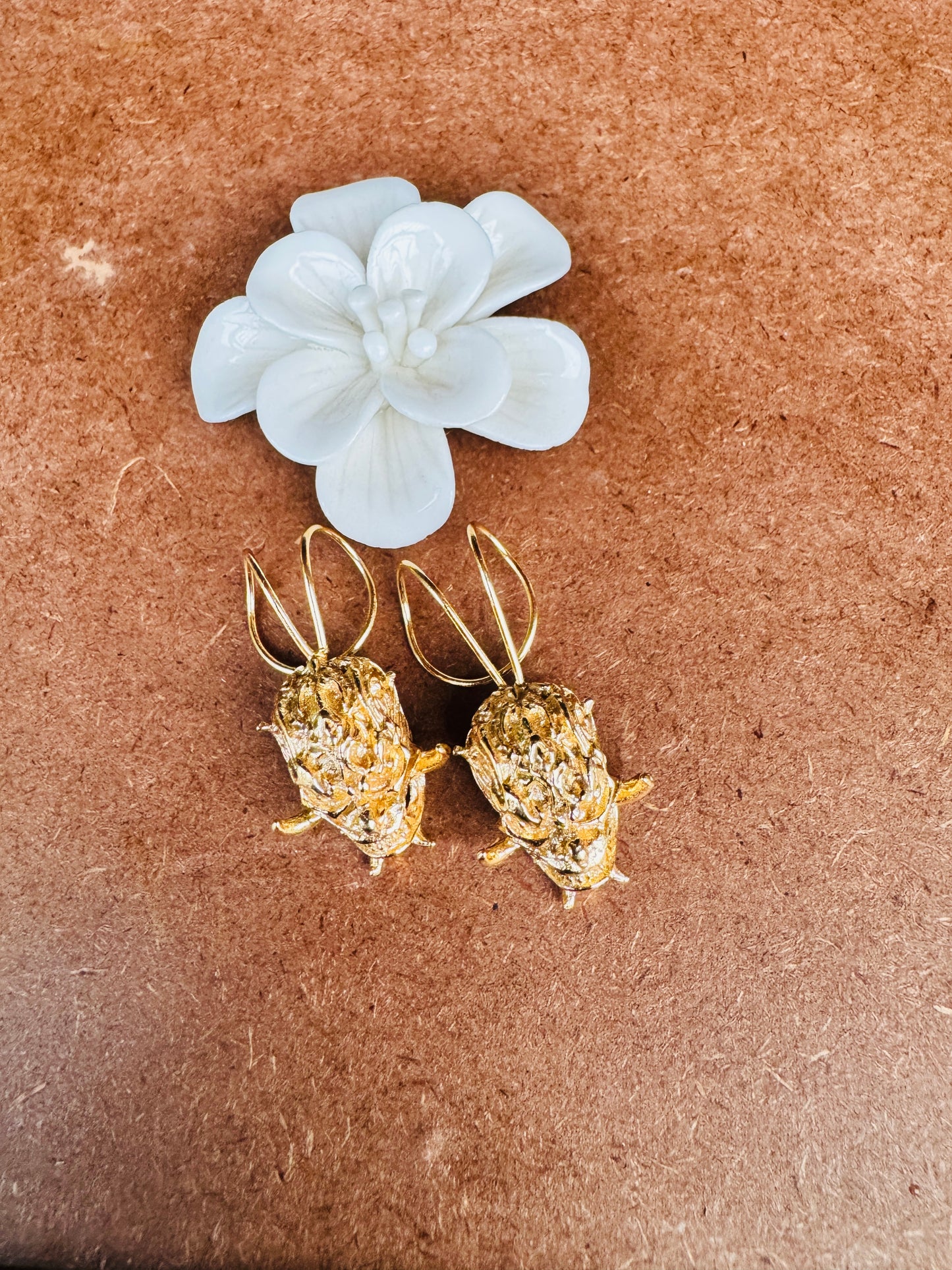 Brass ear cuff -  skull  clip on