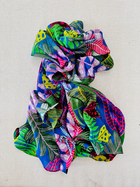 Lightweight Printed Poly-Cotton Scarf for Women Multi