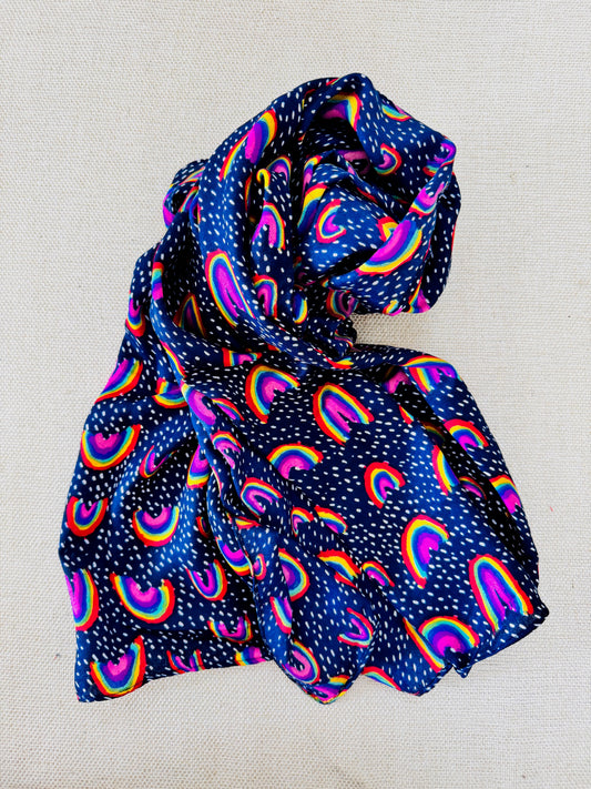 Lightweight Printed Poly-Cotton Scarf for Women -