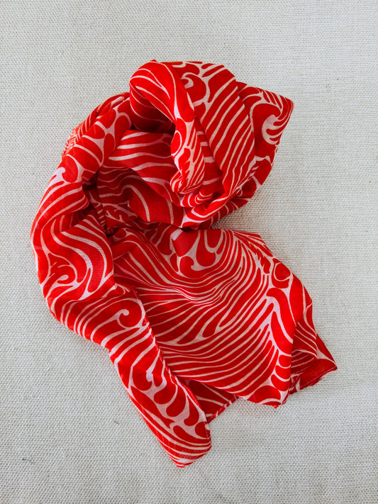 Lightweight Printed Poly-Cotton Scarf for Women Light color - Red