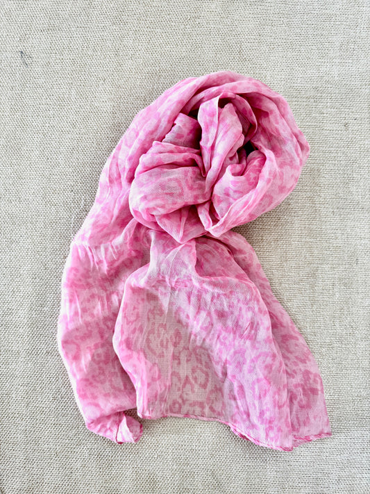 Lightweight Printed Poly-Cotton Scarf for Women Light color - Printed scarf pink