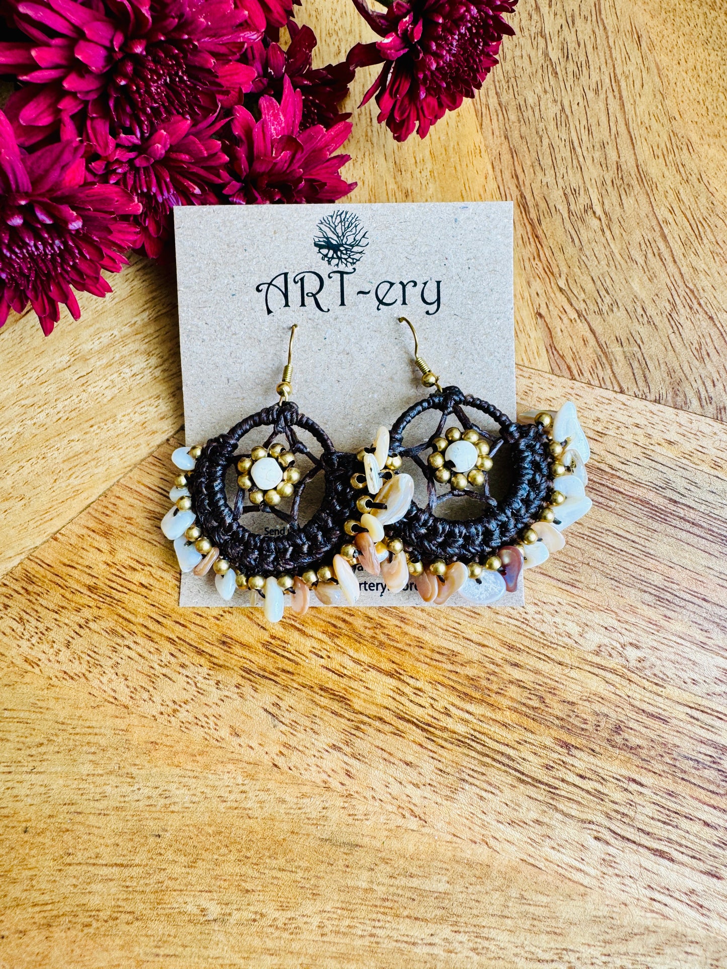 Handcrafted Boho Star Earrings - Off white
