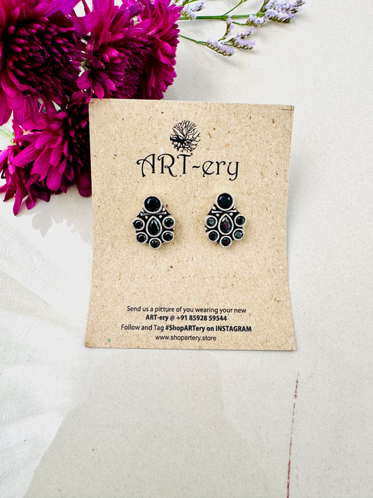 Classic Oxidised Silver Earrings – Lightweight, Affordable, Daily Wear - Black