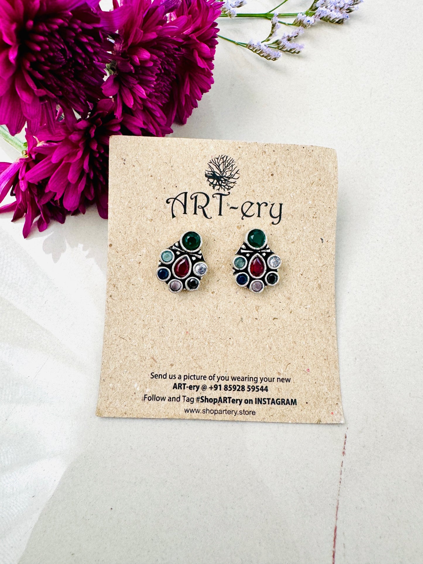 Classic Oxidised Silver Earrings – Lightweight, Affordable, Daily Wear - Multi color